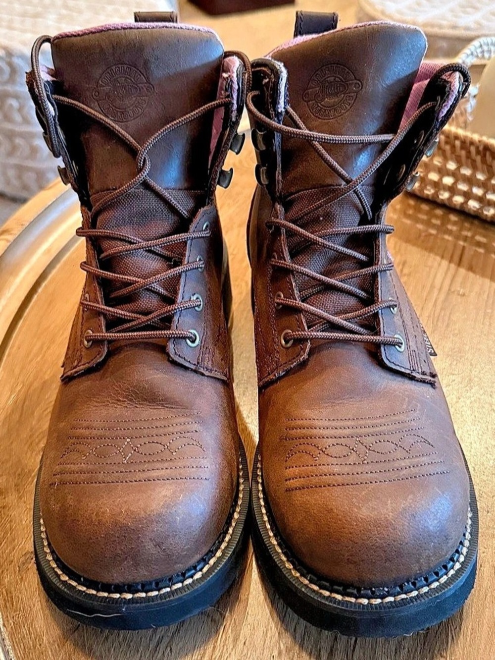 Justin Gypsy Steel Toe Lace-Up Boots Brown US 10 B
